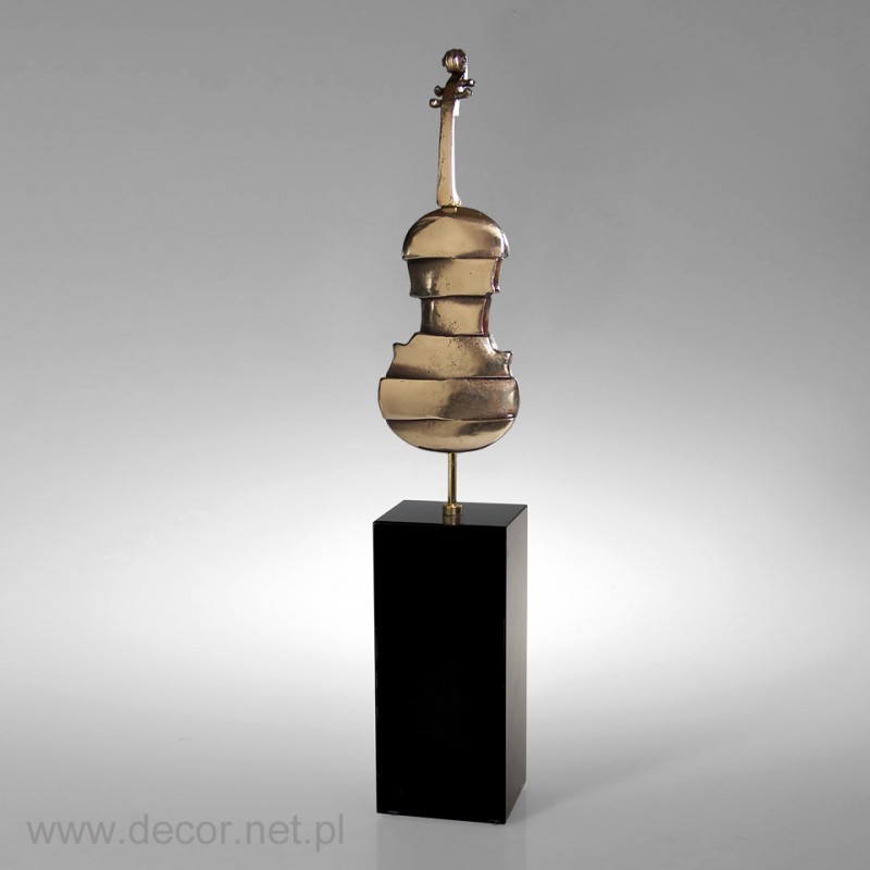 Statuetka skrzypce - odlana z brązu